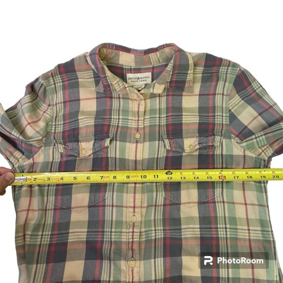 Ralph Lauren Denim Supply Large Plaid Button Down Flannel Shirt Long Sleeve Med - Picture 3 of 6